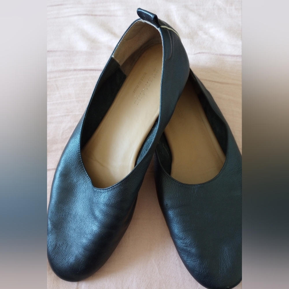 Everlane Black Leather Ballet Flats Size 10 Wide